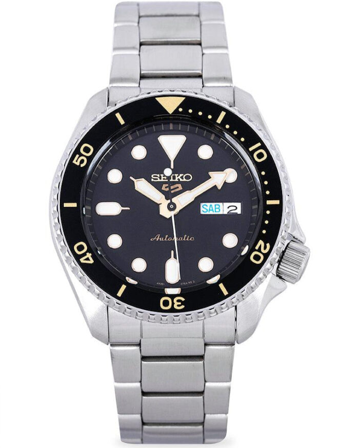 Seiko 5 Sports Automatic Black Dial Silver Steel Strap Watch For Men - SRPD57K1 - Image 2